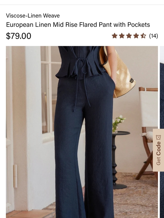 OGL Pants - NWT OGL Linen-Blend Mid Rise Wide Leg Pants in Navy